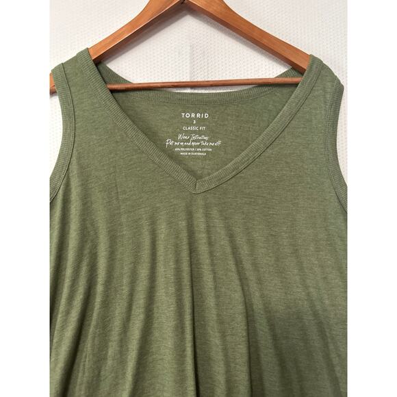 Torrid Women’s Plus Classic Fit Olive Green V-Neck Sleeveless Tank Top Size 3X - Picture 3 of 10